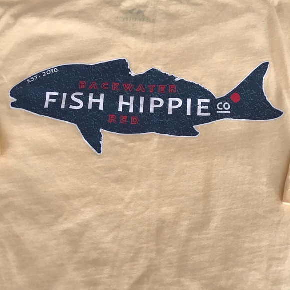 The Fish Hippie Graphic Tee Yellow Size Small - Picture 3 of 5